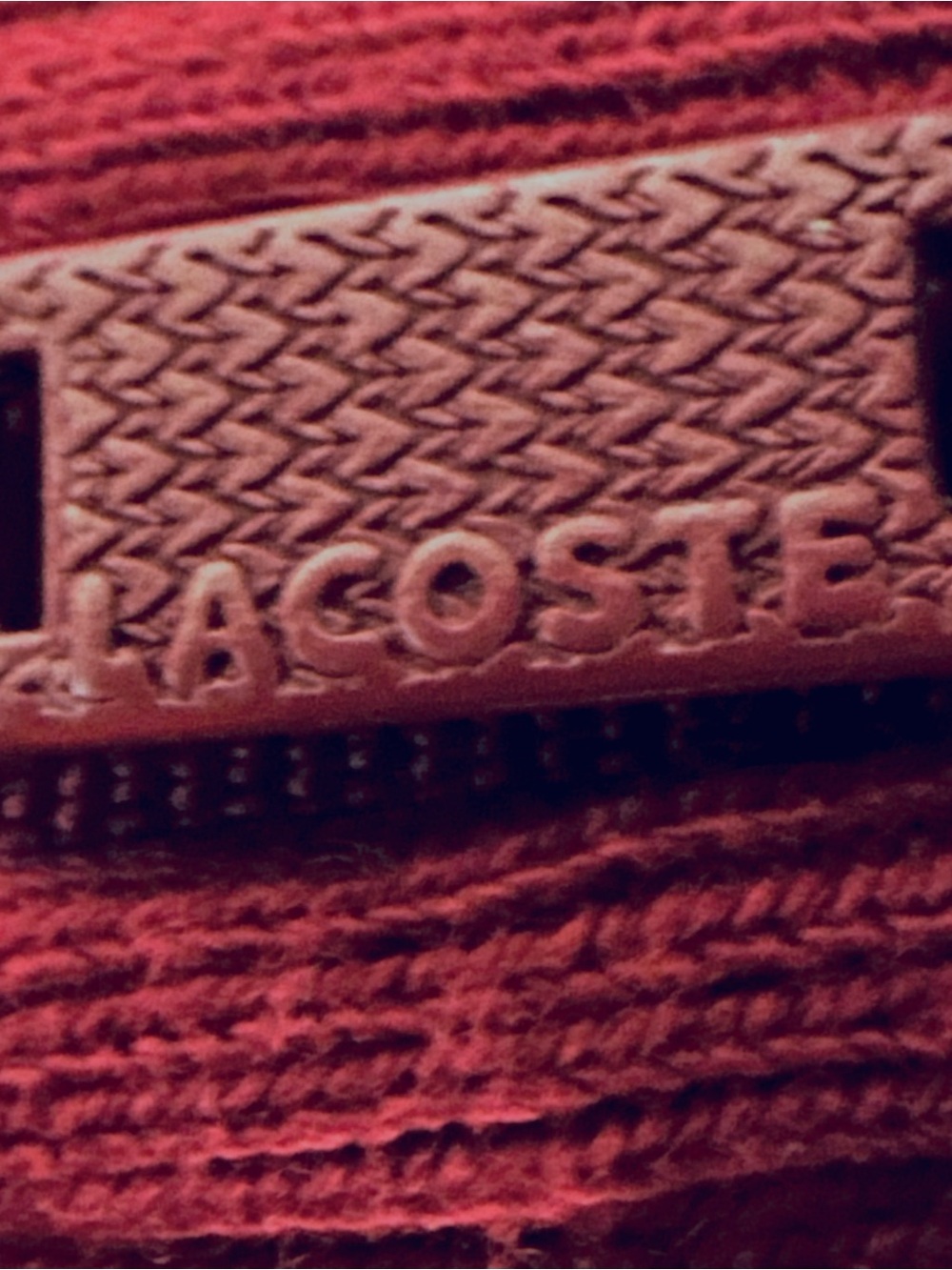Lacoste Men’s Dark Red 1/4 Zip Pullover Sweater Sz9/USA XXL EUC F8330 P/27 L31 - Picture 9 of 12
